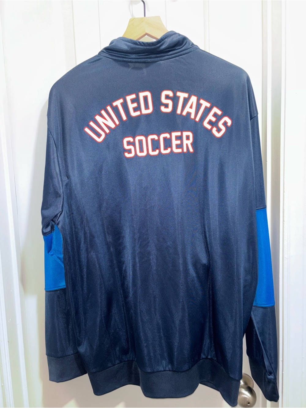 USA Soccer Jacket Mens XL Blue Full Zip Warmup Track Pockets